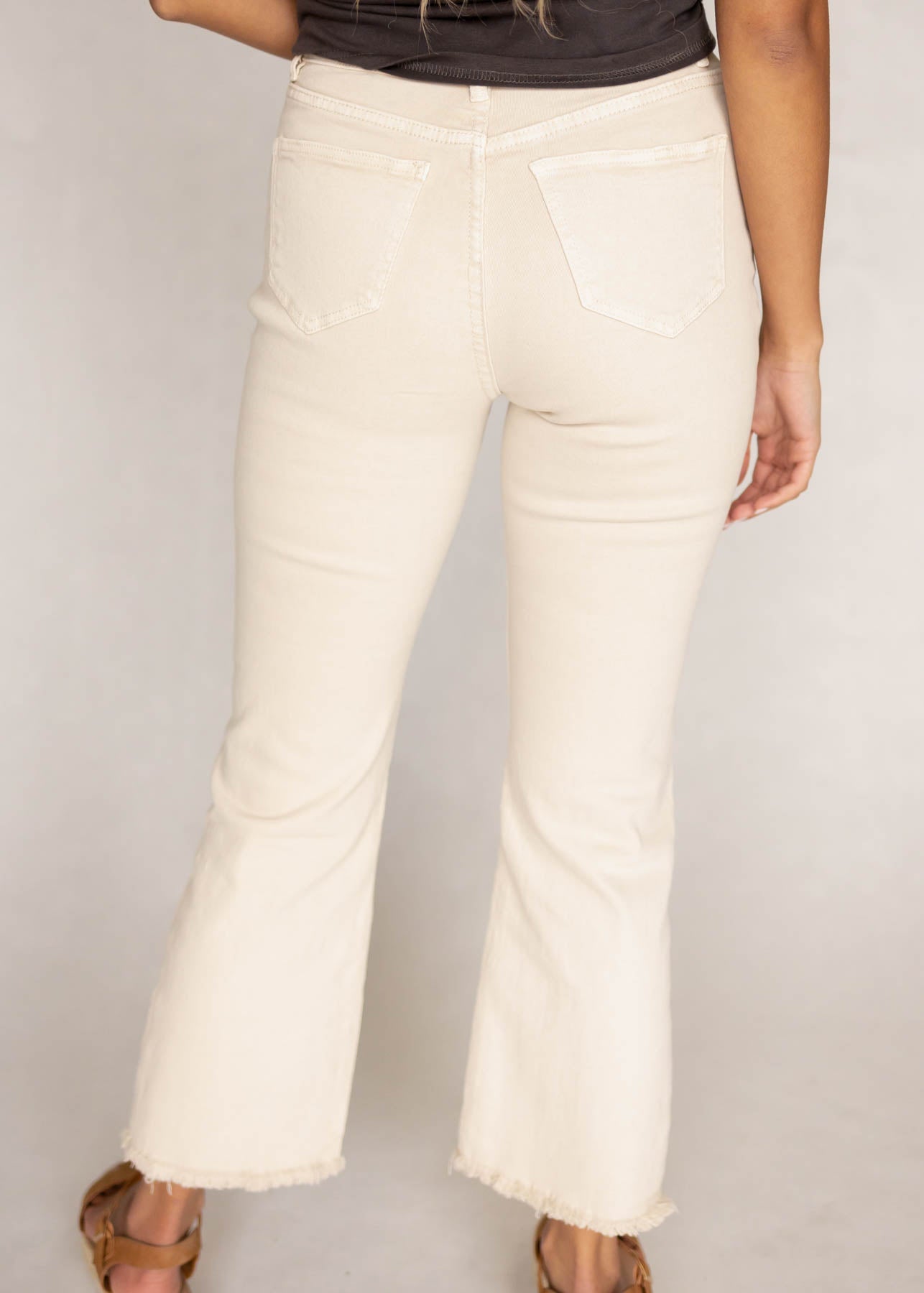 Back view of taupe pants