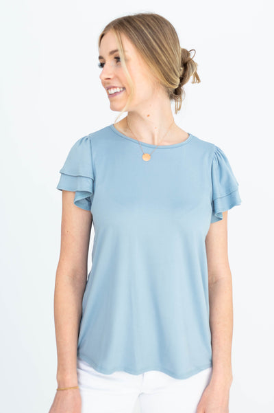 Short sleeve blue top