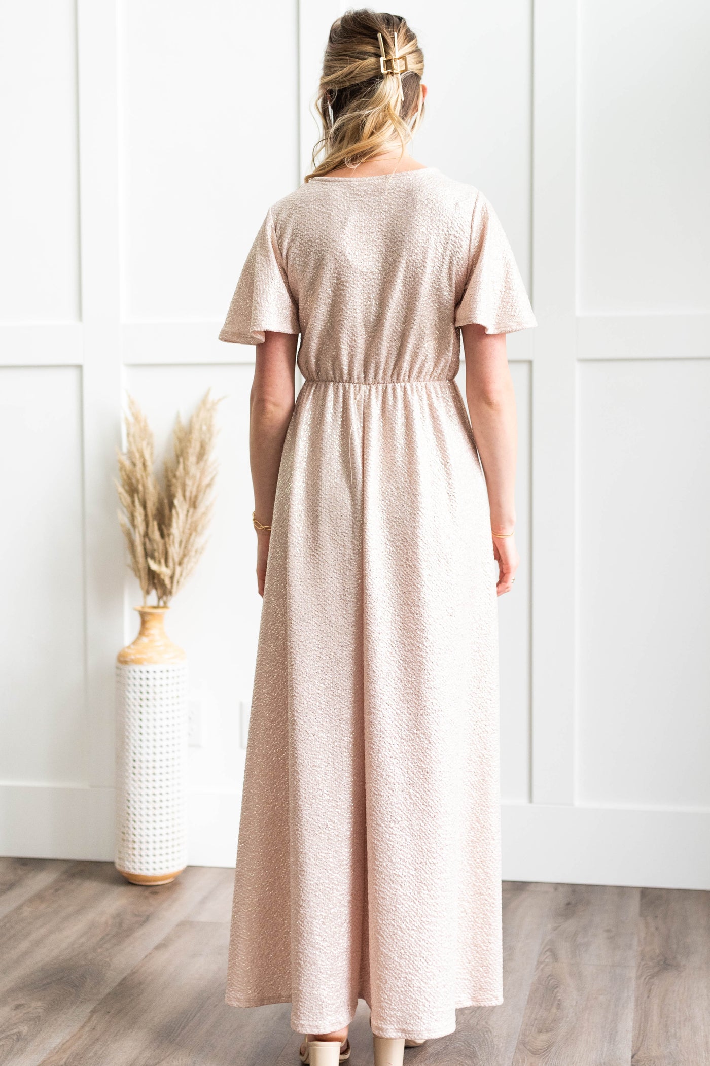 Back view of a champagne dress