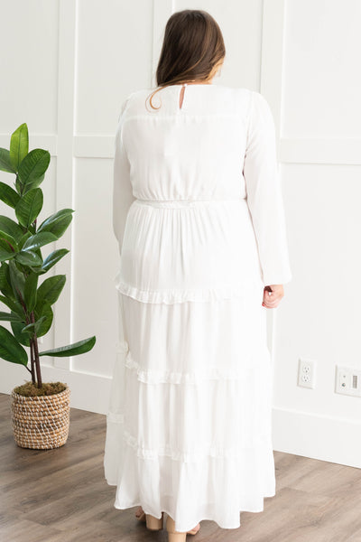 Evelina White Tiered Dress