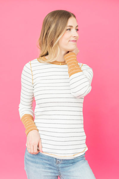 Brown striped top