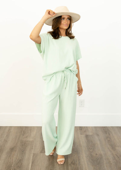 Short sleeve sage top