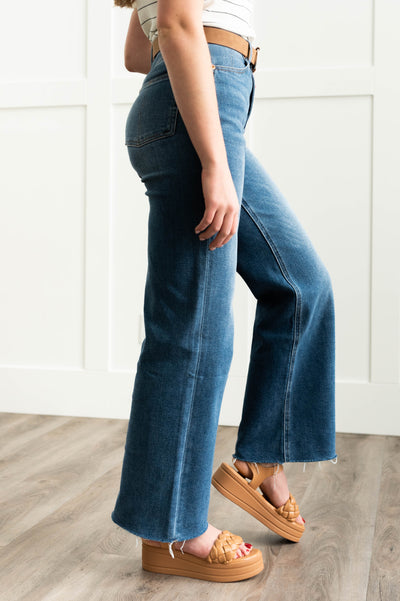 Side view of indigo jeans