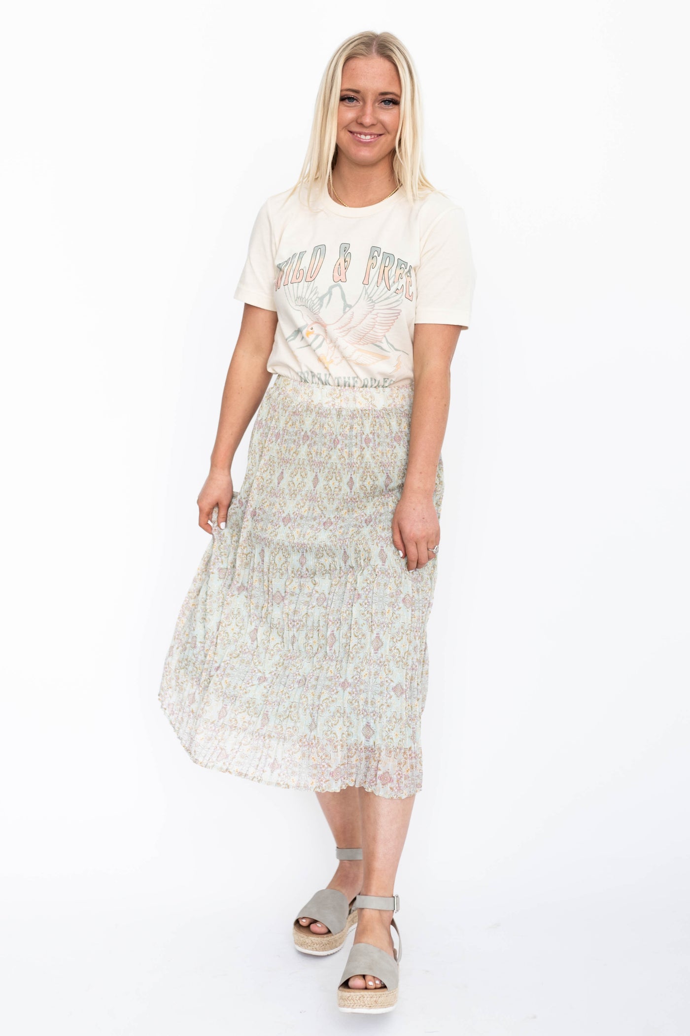 Dusty sage skirt with pleats