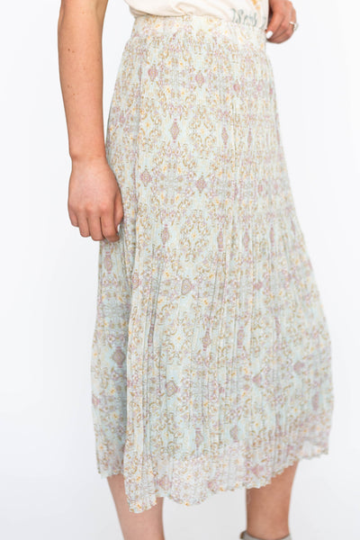 Side view of a dusty sage skirt