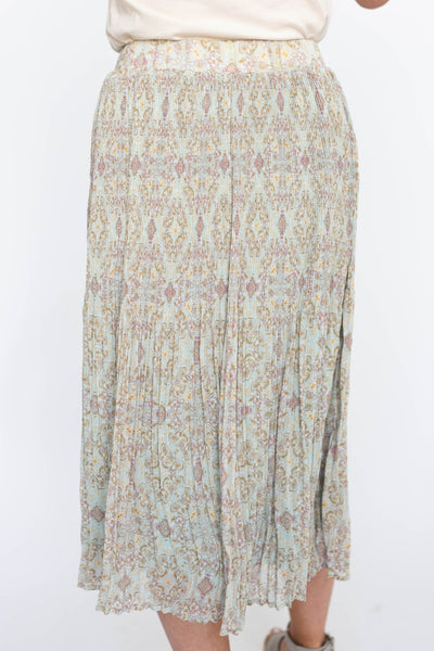 Back view of a dusty sage skirt