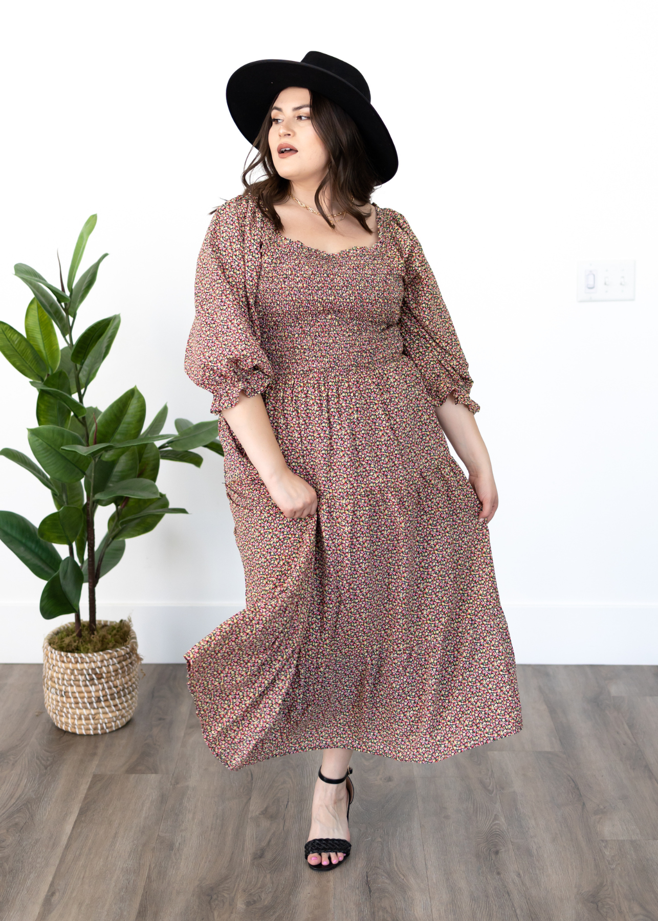 Izara Black Floral Dress