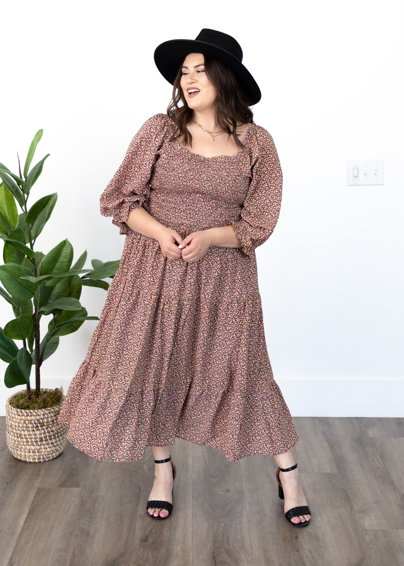 Izara Black Floral Dress