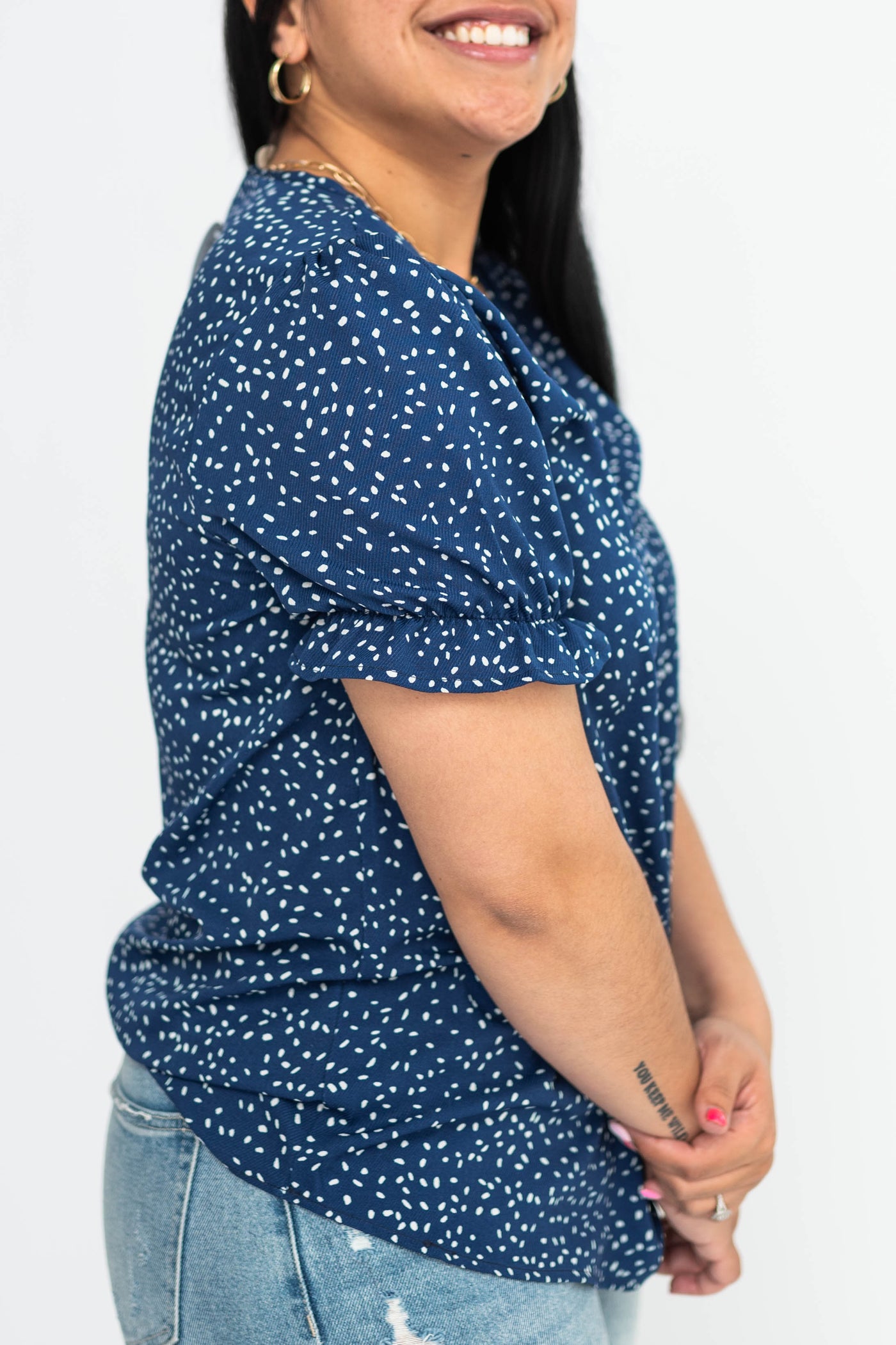 Side view of a large navy top