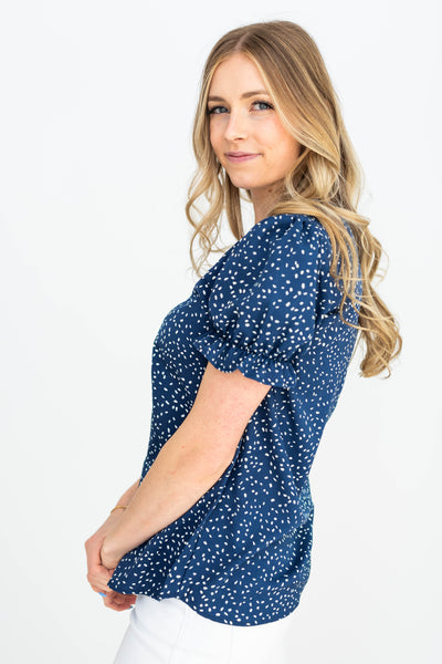 Side view of a navy top