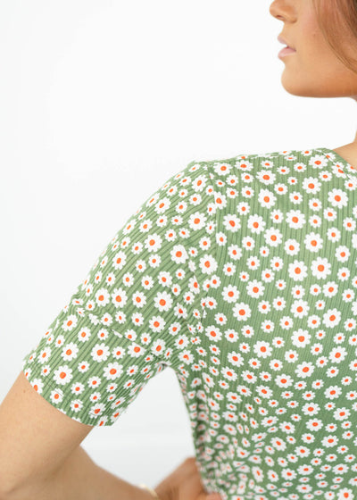 Olive floral dress