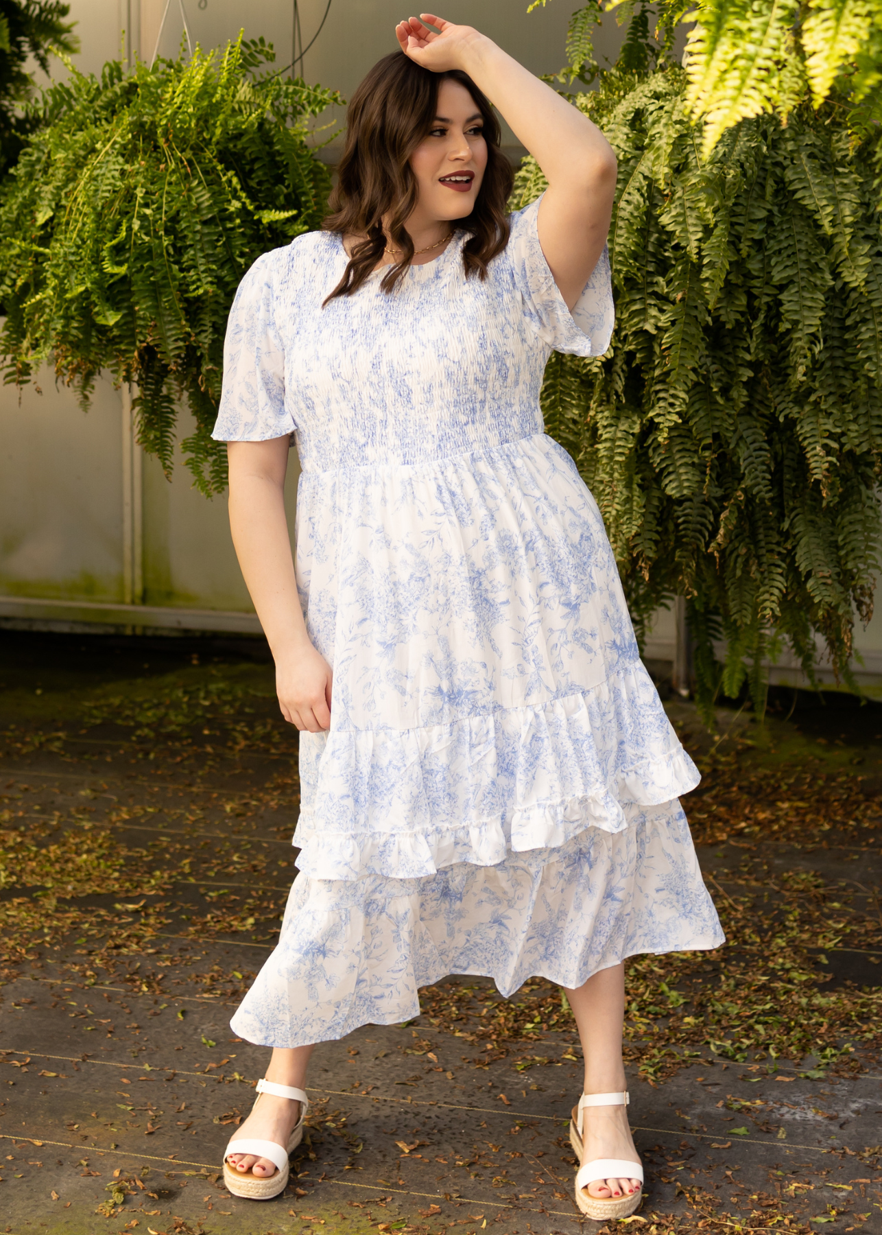 Plus size blue floral dress