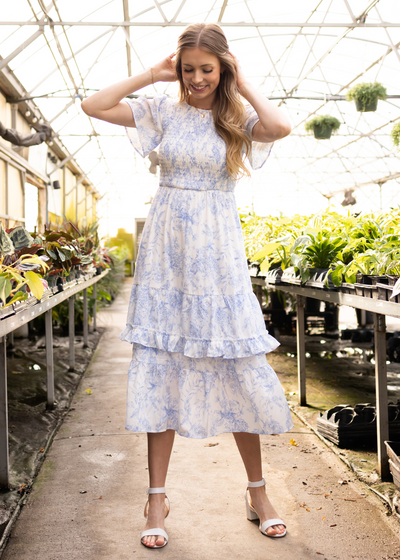 Blue floral dress