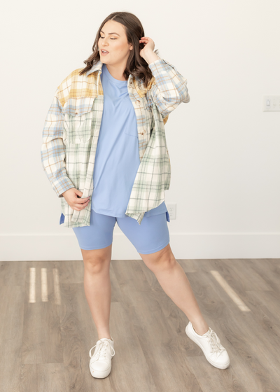 Kaycee Sage Plaid Shacket