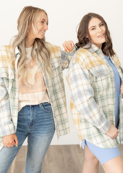 Kaycee Sage Plaid Shacket