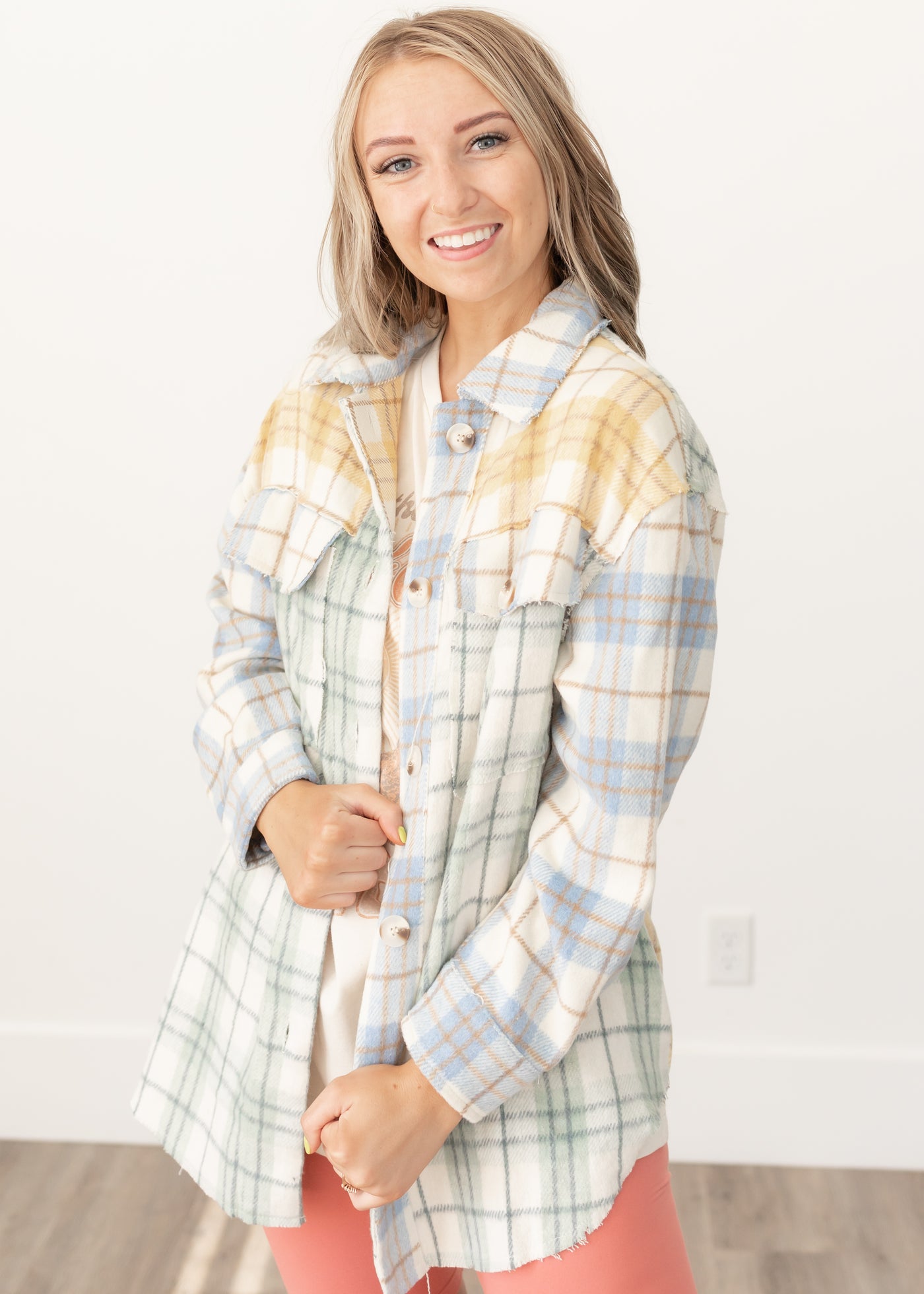 Kaycee Sage Plaid Shacket