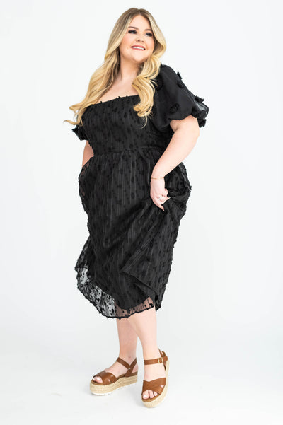 Plus size black dress with lace
