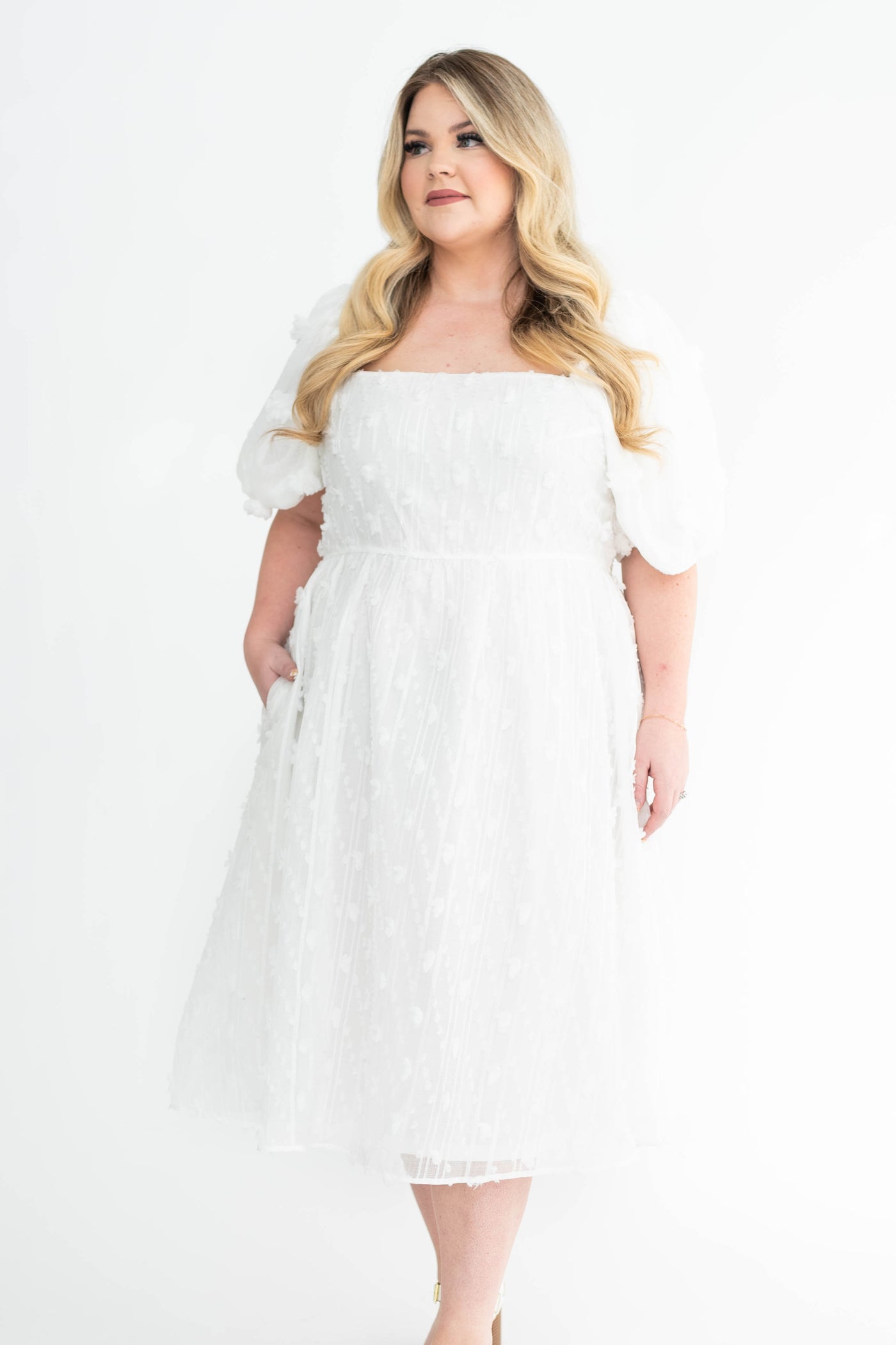 2x plus size white dress with short sleeves