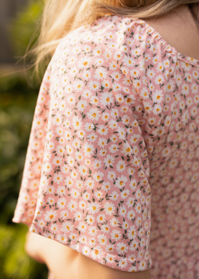 Floral pattern of a blush floral dress