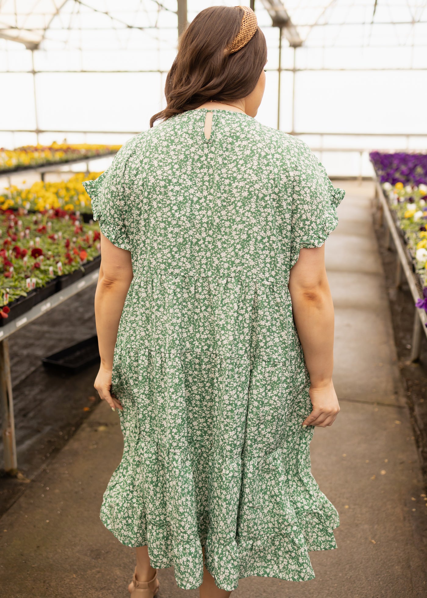 Plus size green floral dress