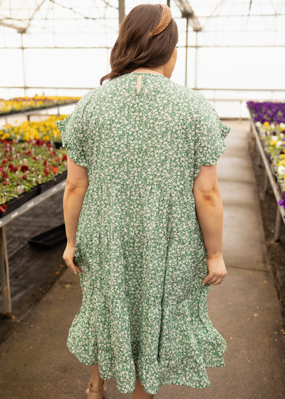 Plus size green floral dress