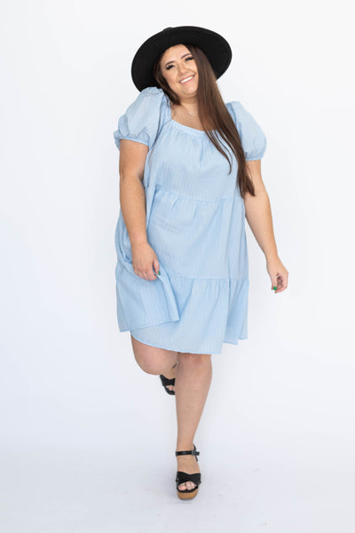 Plus size light blue dress
