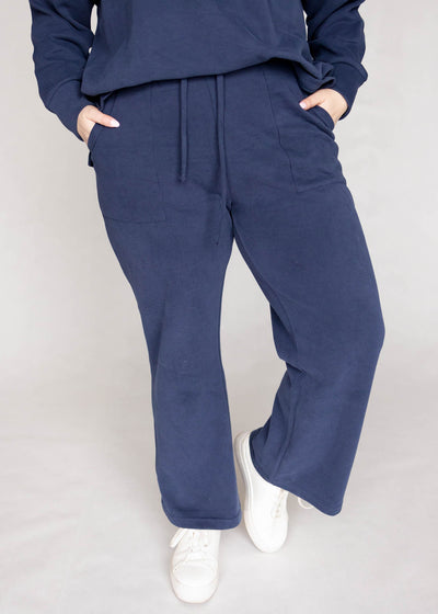 Plus size dark blue pants with pockets