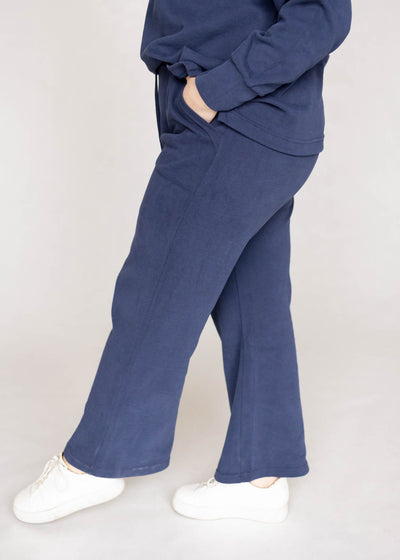Side view of dark blue pants