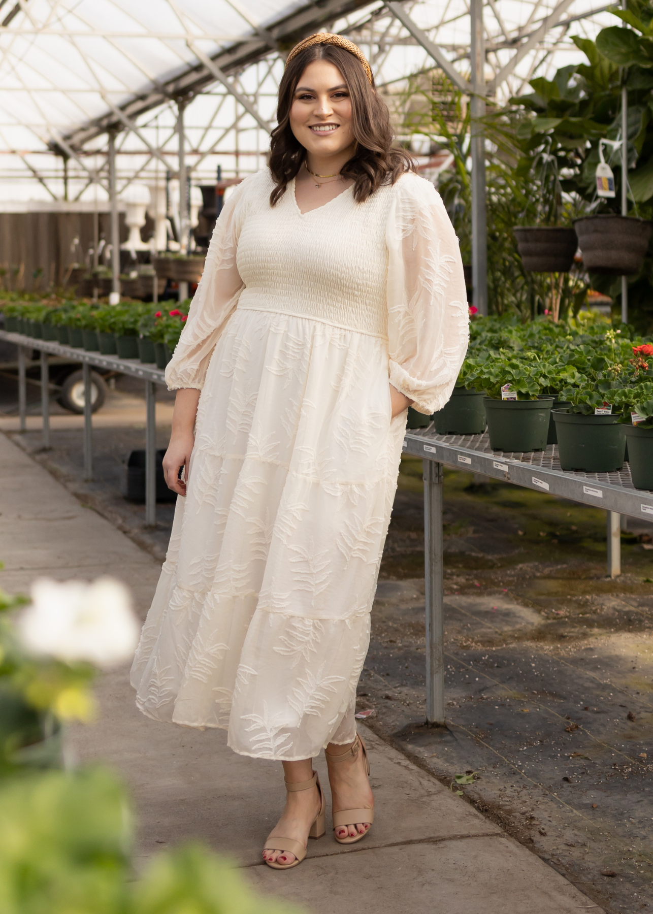 Plus size cream dress