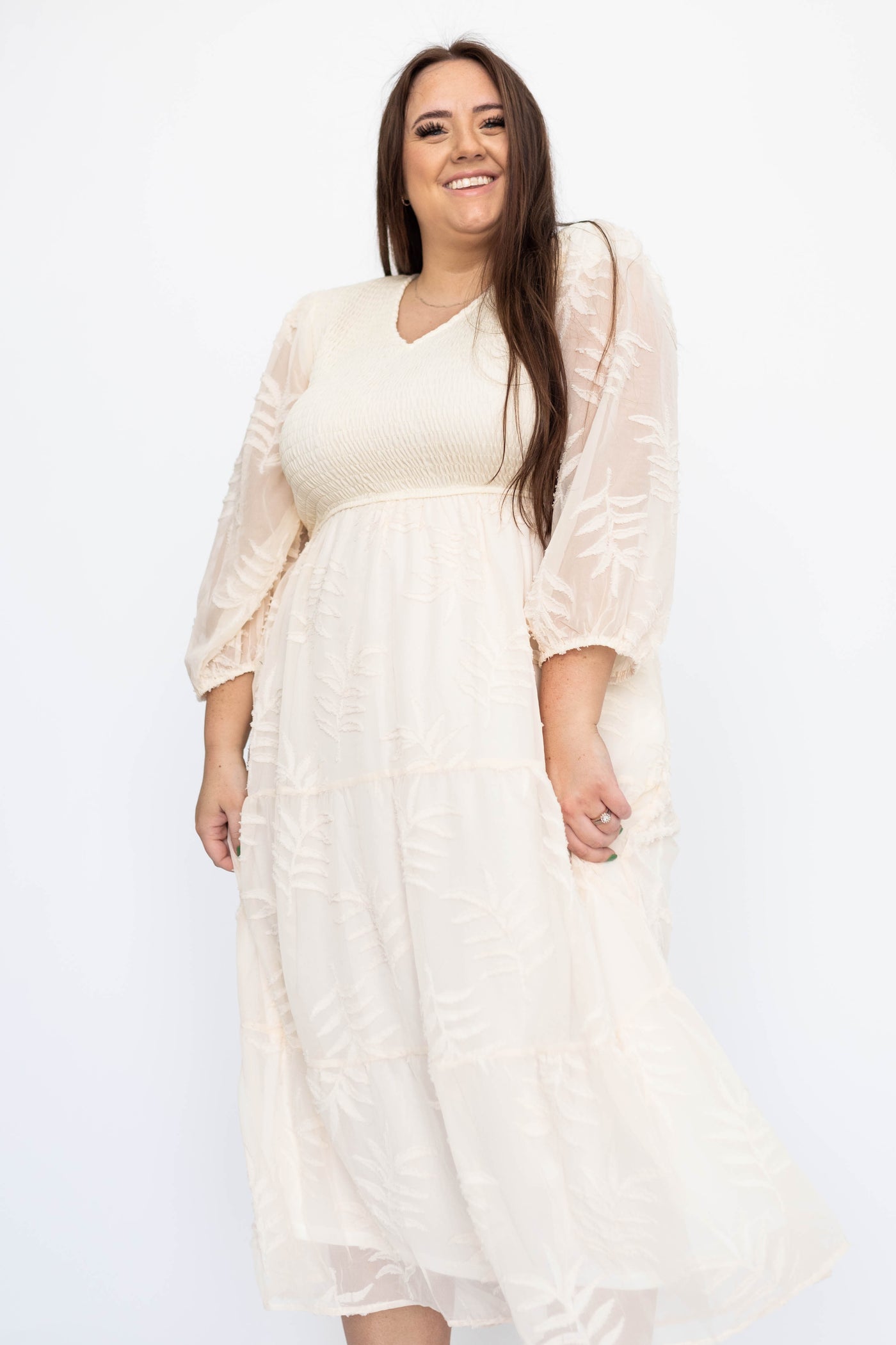 Plus size cream dress