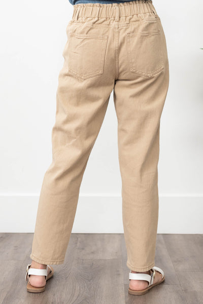 Back view of khaki pants