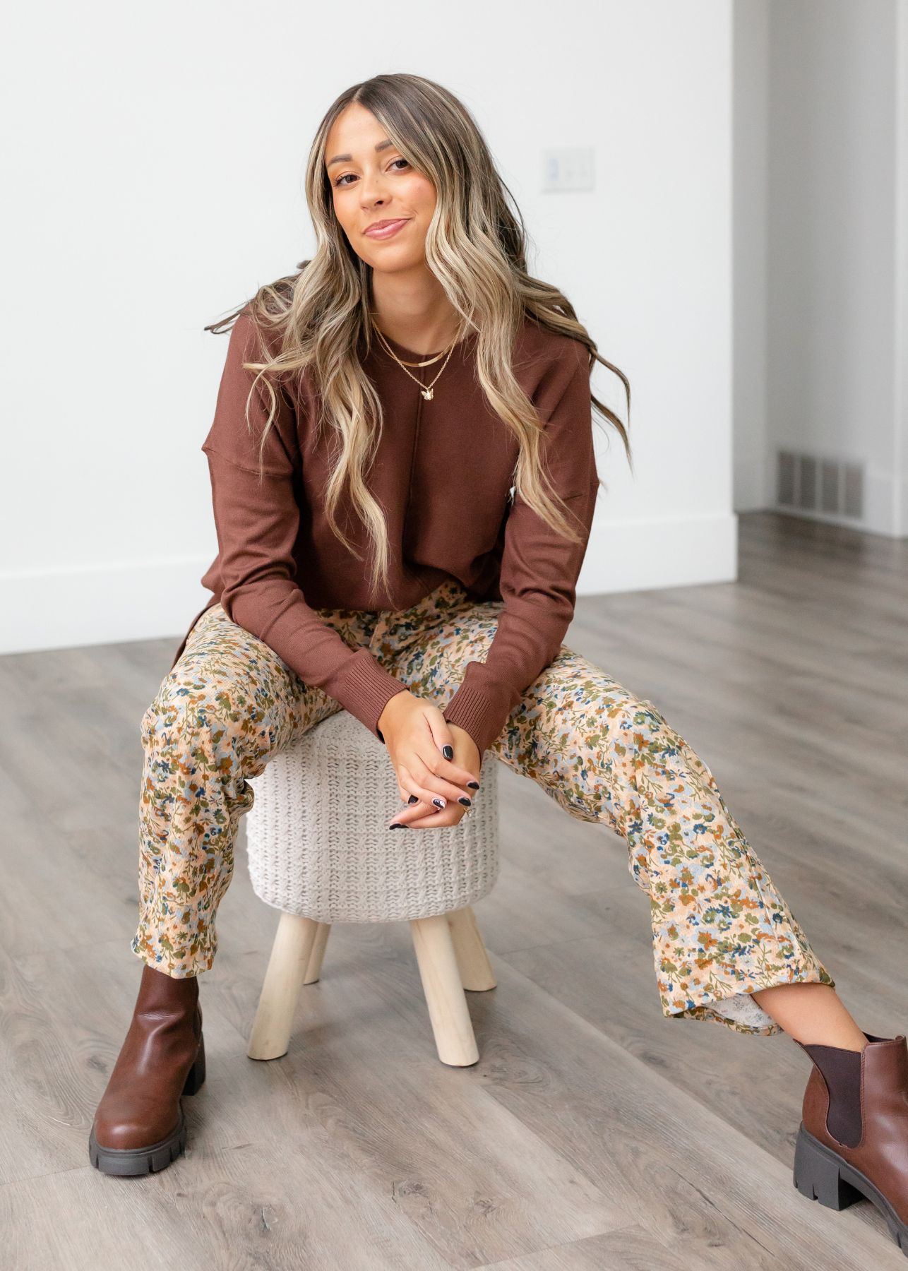 Marie Taupe Floral Pants