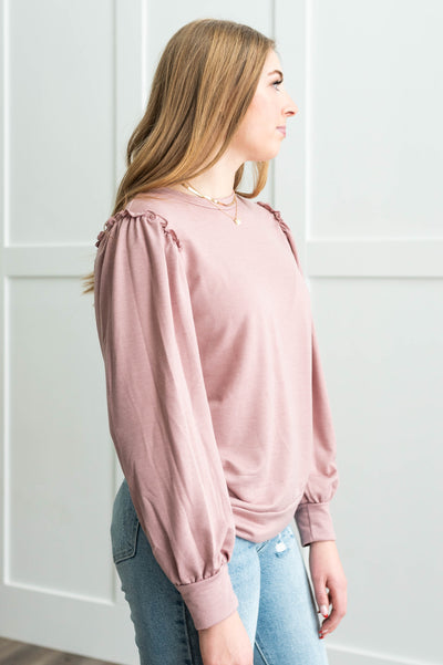 Side view of a mauve top
