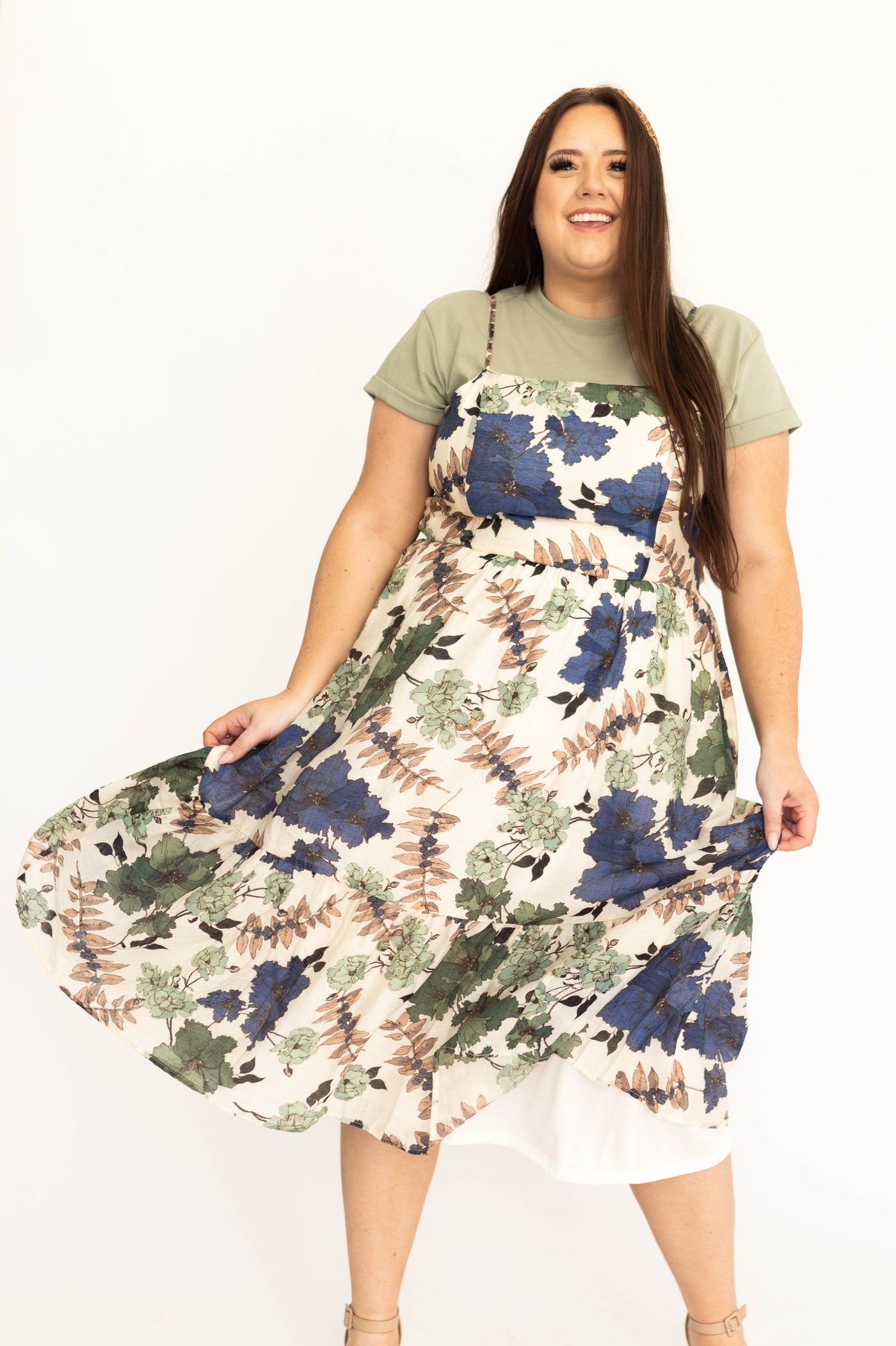 2x cream floral dress