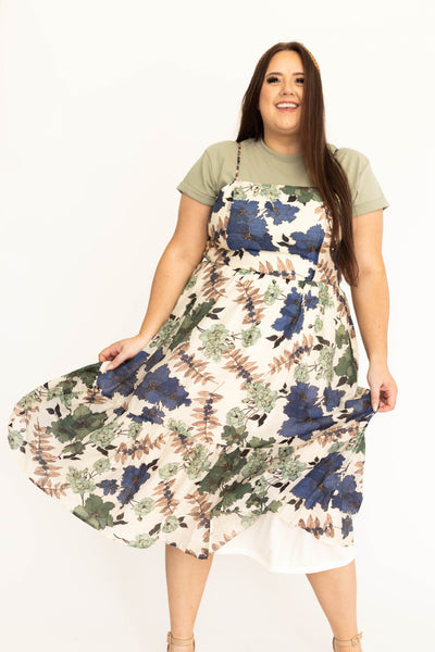 2x cream floral dress