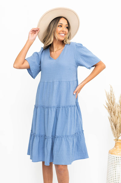 Blue tiered dress