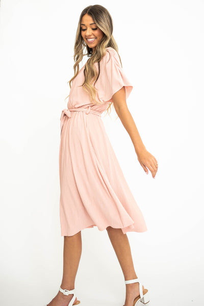 Short sleeve pink dress