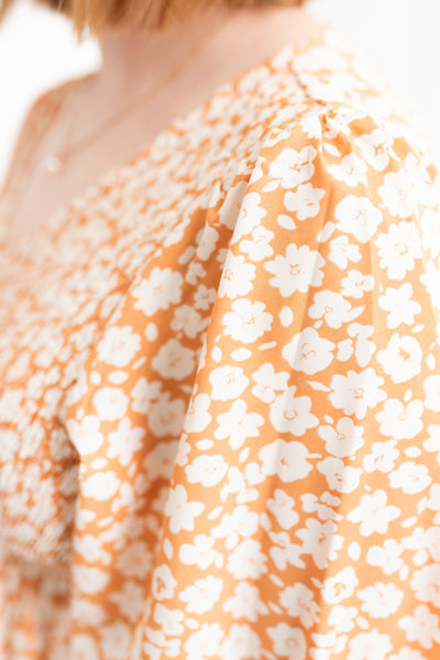 Fabric pattern of a apricot dress