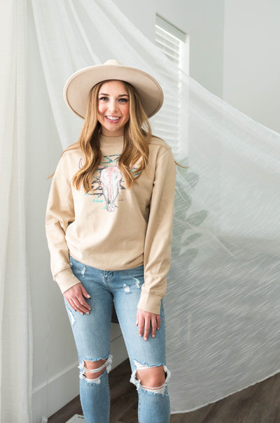 Sand sweatshirt with long sleeves