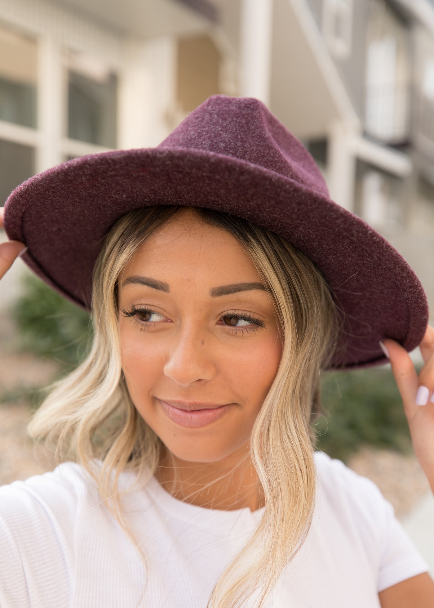 Moxie Plum Leather Belted Hat