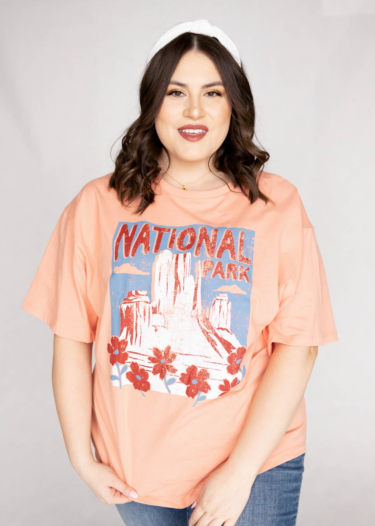 Plus size national park salmon top