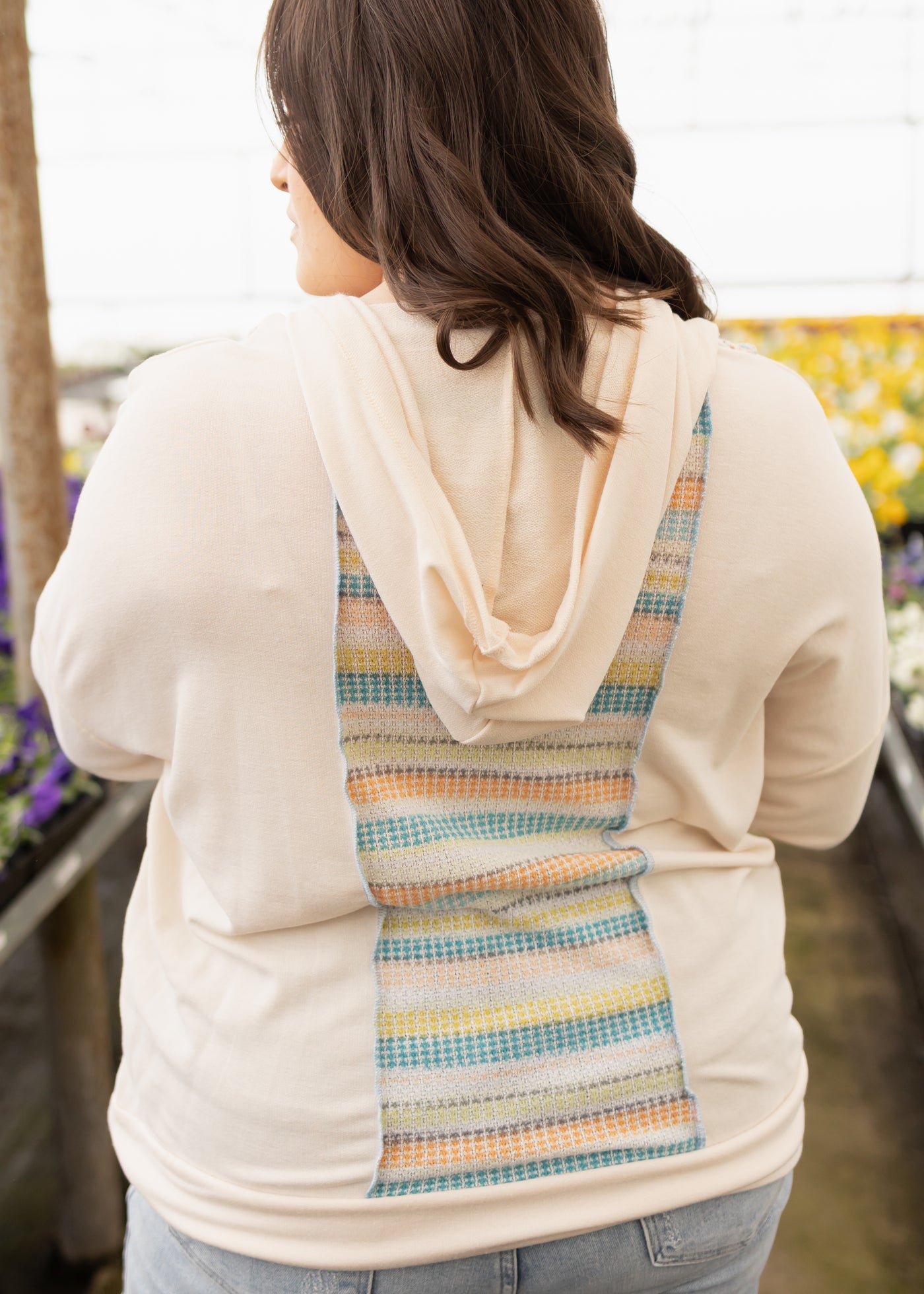 Back view of a plus size oatmeal top