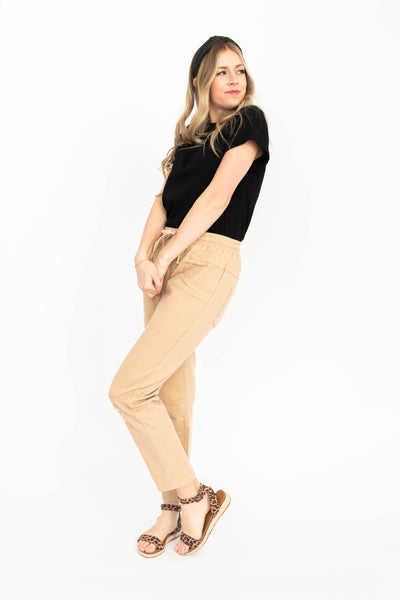 Ankle length khaki pants