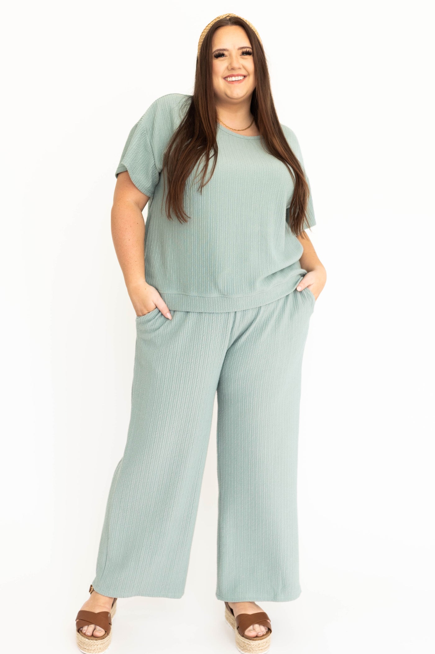 Plus size dusty sage top and bottom sold separately