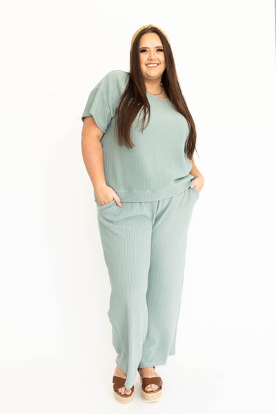 Plus size dusty sage top and bottom