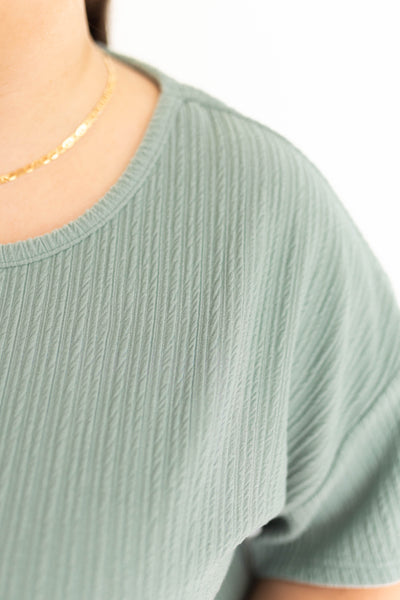Plus size dusty sage short sleeve top