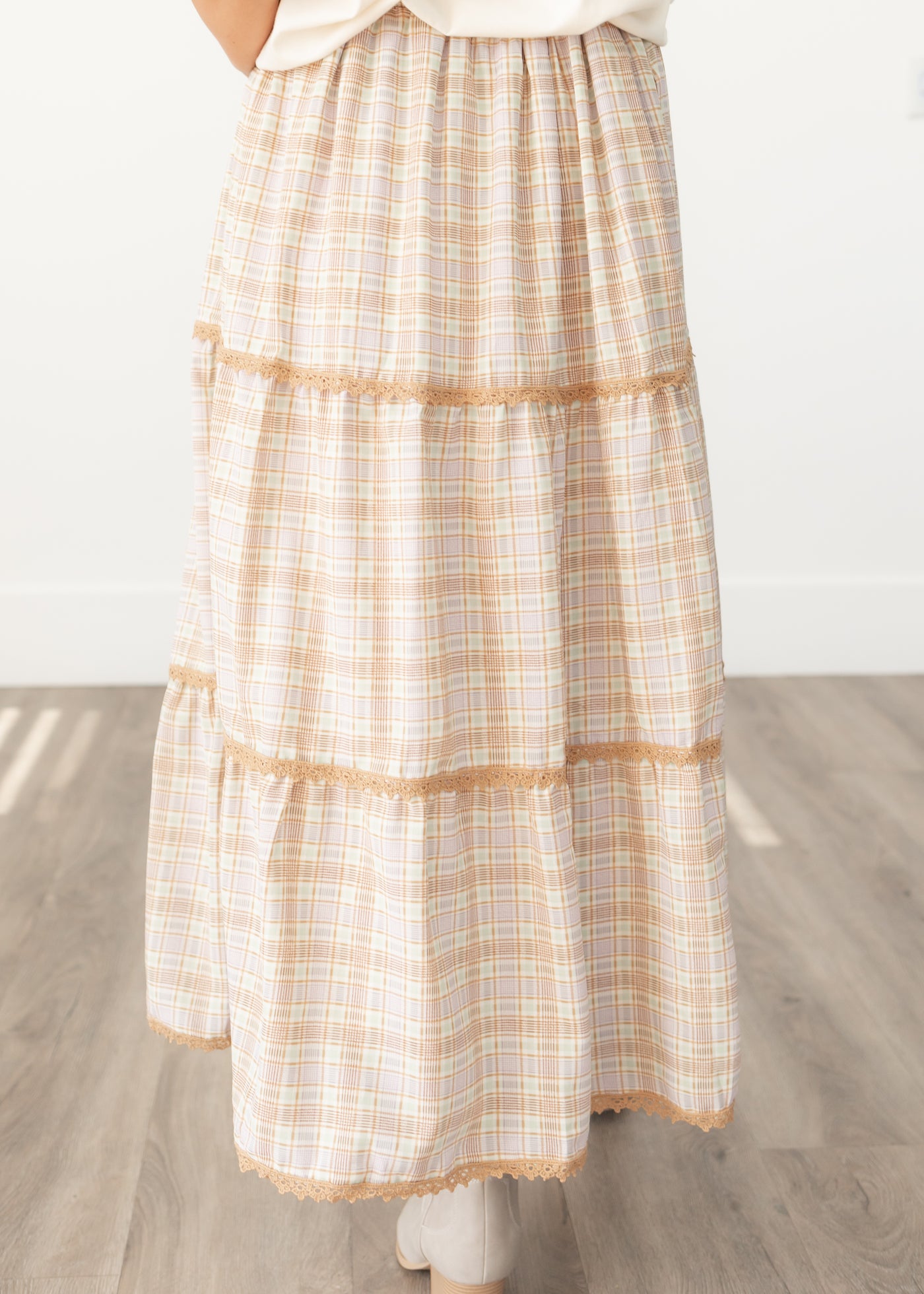 Roma Camel Plaid Skirt