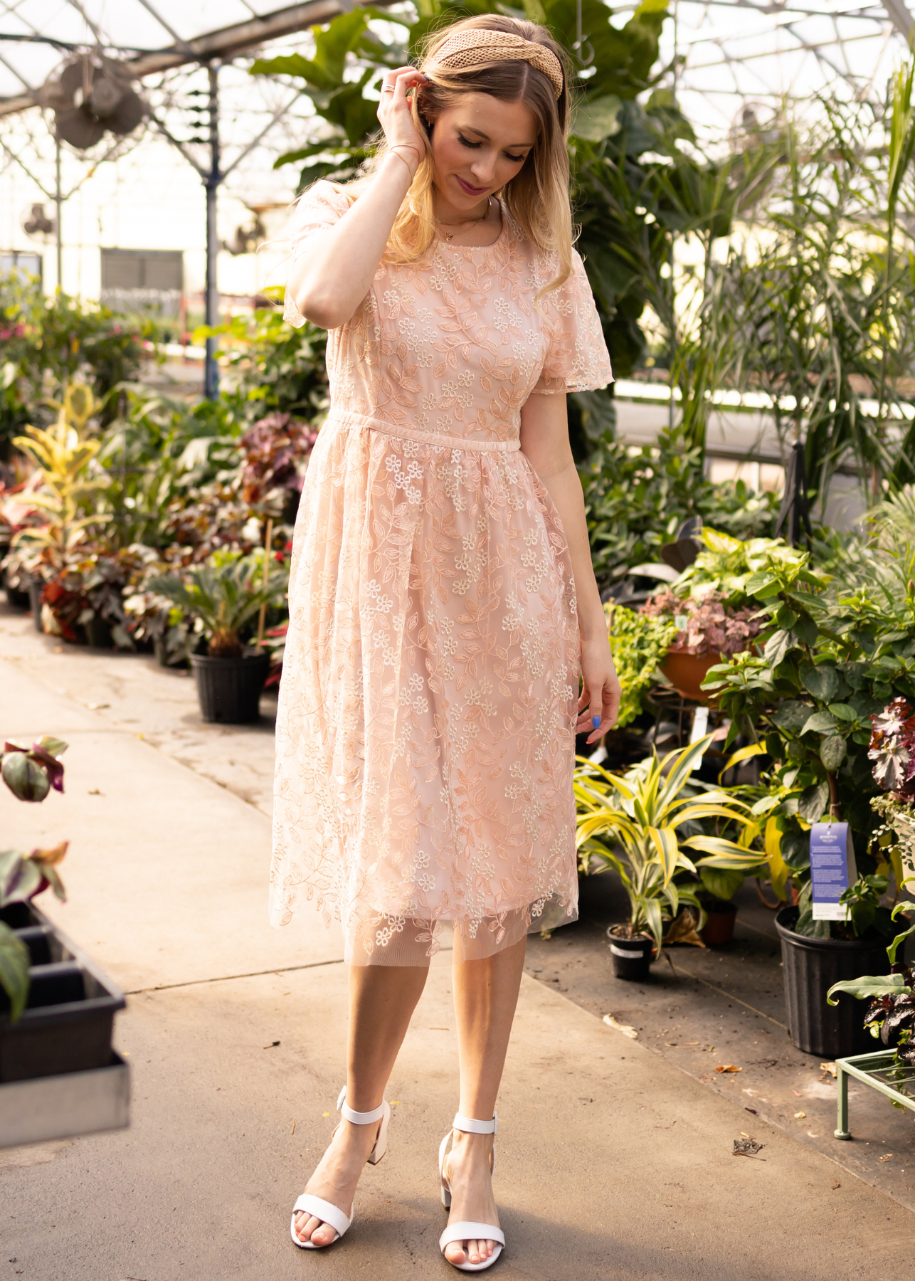 Peach floral dress