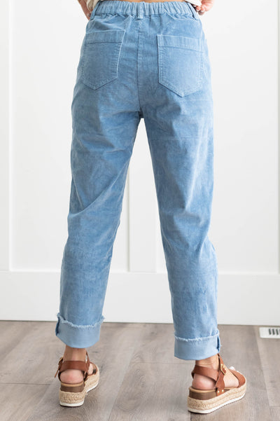 Back view of blue pants