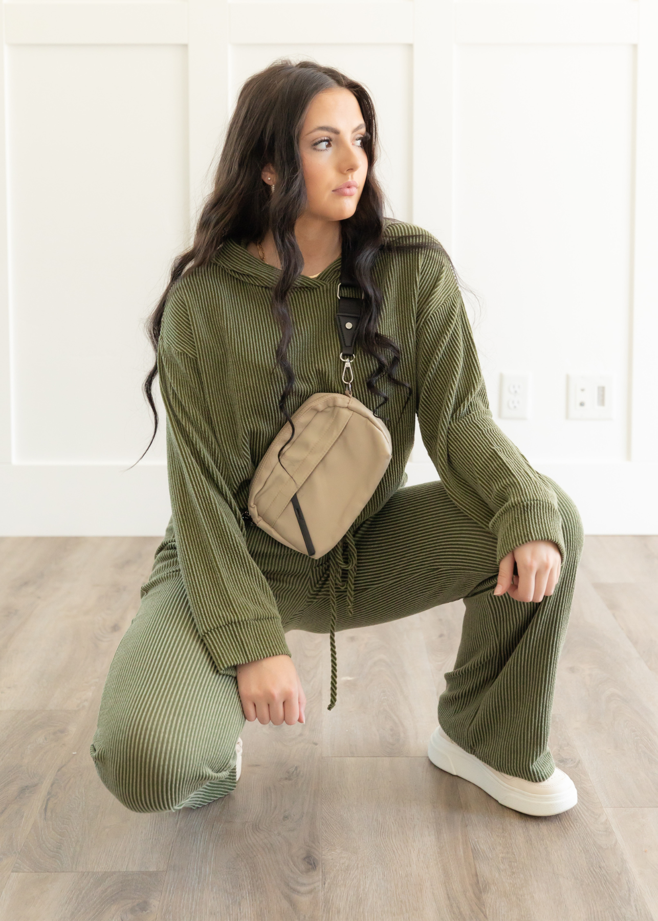 Tana Olive Ribbed Pants